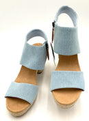 TOMS Light Denim Majorca Espadrille Platform Sandals 11