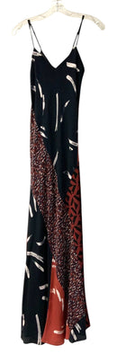 JOIE Navy/Rust Abstract V-Neck Spaghetti Strap Maxi Dress