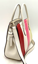 KATE SPADE White Colorblock Striped Leather Top Handle Satchel