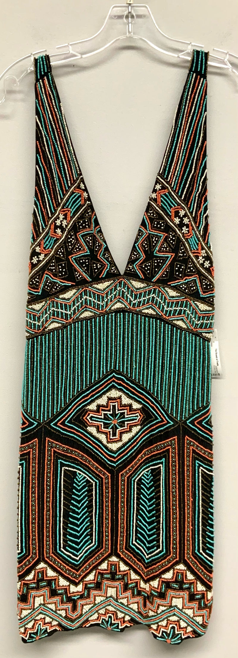 FREE PEOPLE Black Multi Seed Bead V Neck Dress