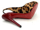 CHRISTIAN LOUBOUTIN Red Patent Lea Leo Haircalf  Slingback Pumps 38.5