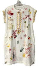 JOHNNY WAS White w/Multi Embroid  "Mishti" Cap Sleeve Dress