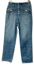 VERONICA BEARD Lt Wash Button Closure Flap Pockets Jeans