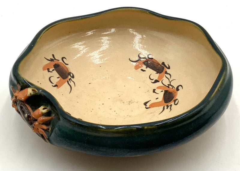 Vintage Japanese Pottery Bowl With Crab Motif