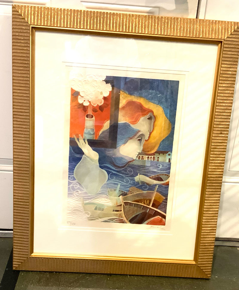Alvar Sunol Signed Embossed Paper Lithograph