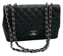 CHANEL Black Quilted Caviar Leather Jumbo Flap Bag