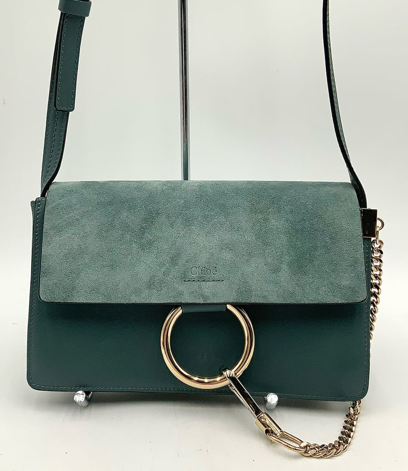 CHLOE Cloudy Blue Suede Leather Faye Crossbody Bag