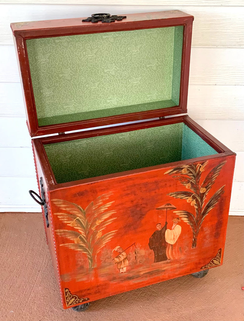 Red Chinoiserie Occasional Trunk