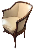 Antique French Arm Chair With Linen Upholstery