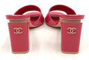 CHANEL Lipstick Pink Patent Leather Blush CC Heeled Sandals 38