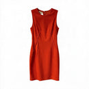 MICHAEL KORS COLLECTION Red w/Waist Seam Detail S/L Wool Dress