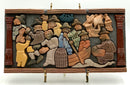 Moravian Pottery Landing of the Pilgrims Tile Relief with Stand
