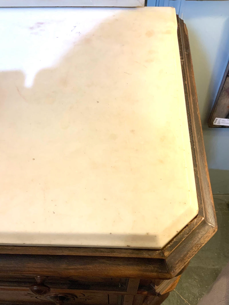 Antique Victorian Walnut Chest with Marble Top