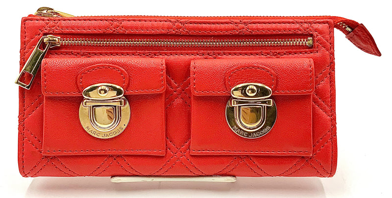 MARC JACOBS Orange Lea Push Lock Top Zip Wallet