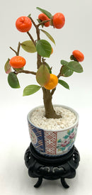 Glass Persimmon Bonsai Tree in Pot with Stand