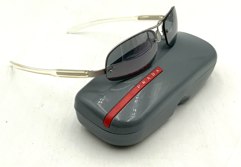 PRADA Vintage Oval Lens Transparent Arm Sunglasses