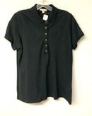 BURBERRY BRIT Black w/Plaid Trim S/S Polo