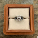 JAMES AVERY Sterling Scroll Cross Ring w/Wood Ring Box