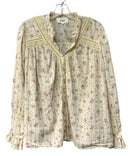 BA&SH Cream/Pink Floral w/Lace Detail L/S B/D Top