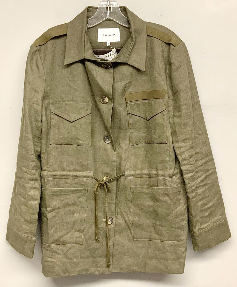 EMERSON FRY Green Linen D/S Waist Little Army Jacket