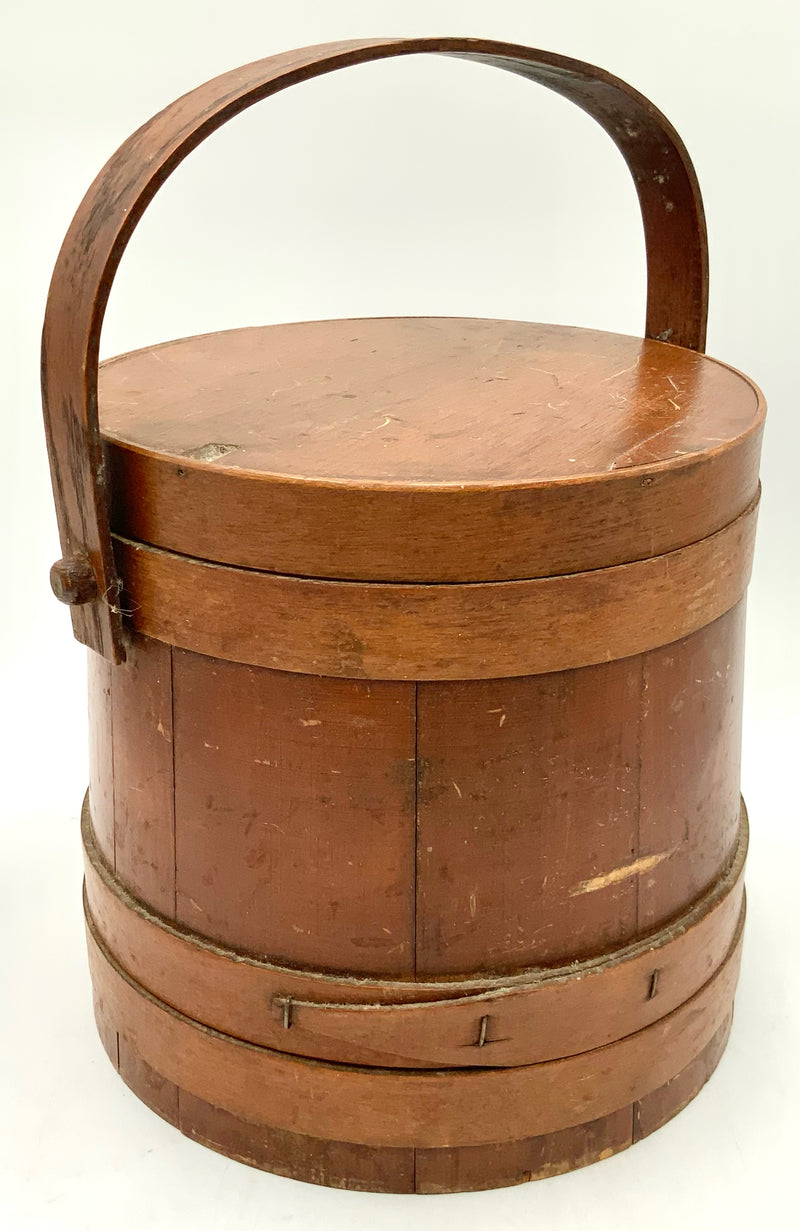 Primitive Pine Bentwood Firkin Bucket