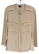 THEORY Blush w/Zip Front Pockets L/S Silk Top