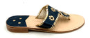 JACK ROGERS Navy/Gold Leather Original Jacks Sandals 8