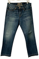 POINT SUR DENIM Lt Wash Frayed Hem Straight Leg Jeans