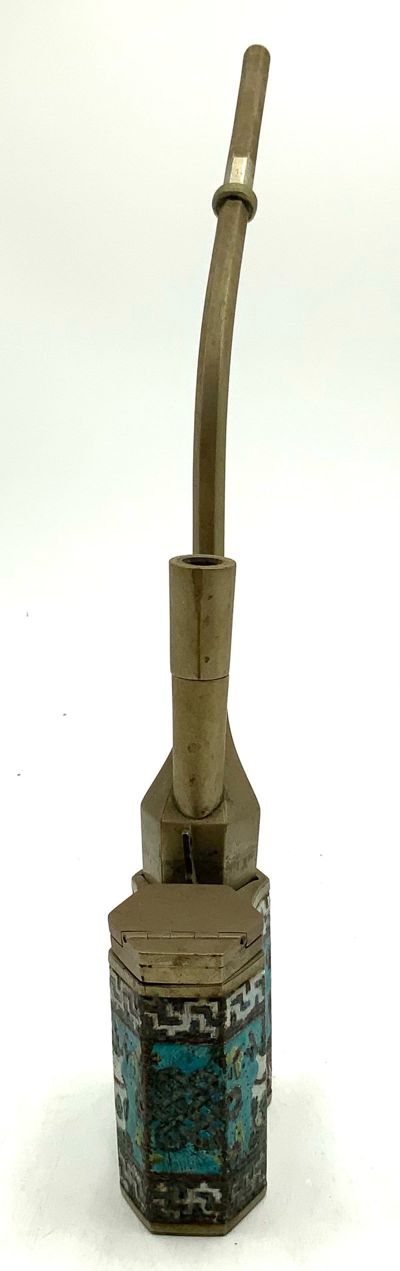 Antique Chinese Paktong Cloisonne Water Pipe