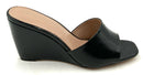 BCBG Generation Black Patent Vegan Leather Giani Wedge Sandals 9