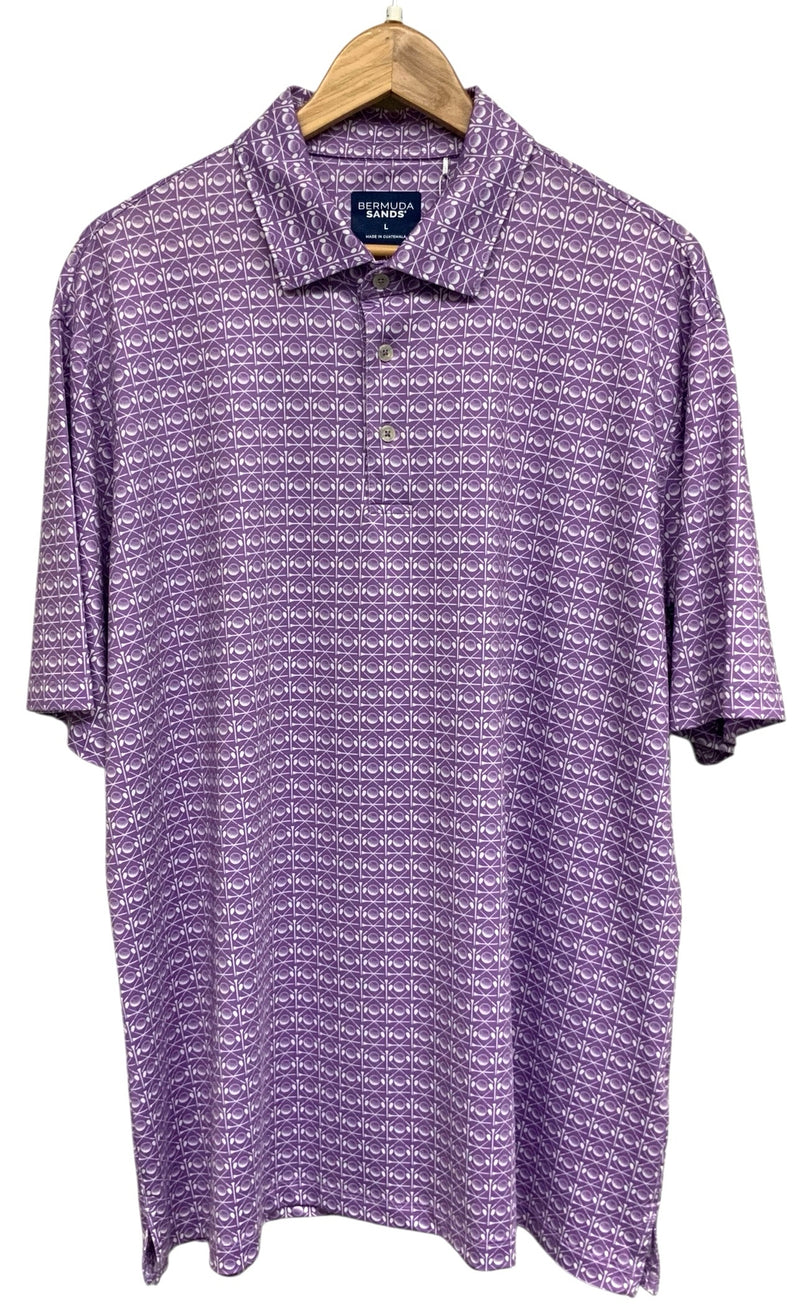 BERMUDA SANDS Purple/White Golf Motif S/S Polo