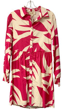 FLORA BEA Pink/Ivory Abstract Print L/S B/D Dress