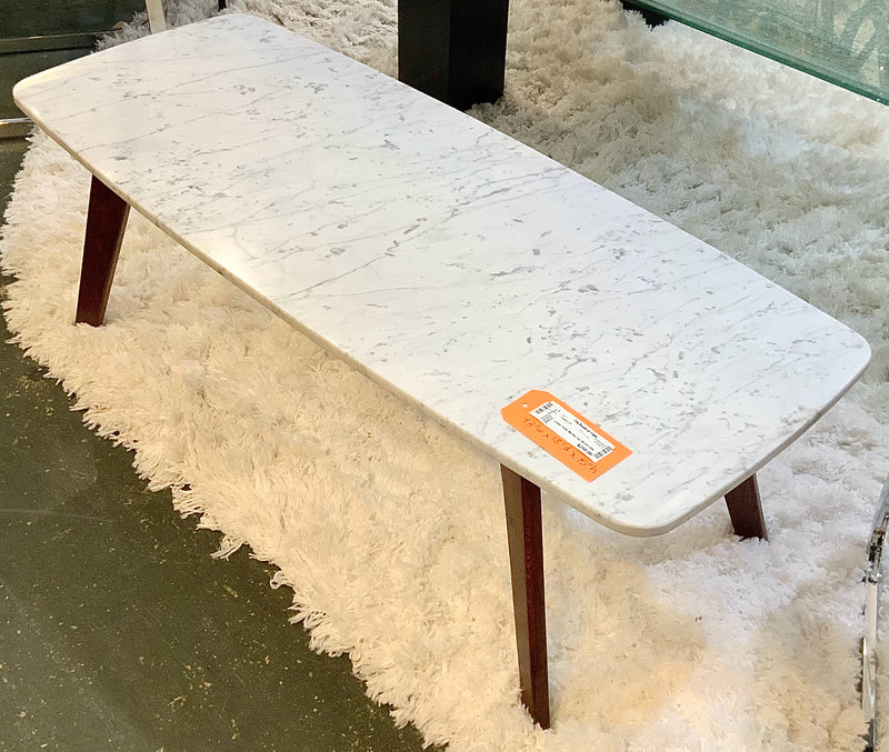 Marble Coffee Table with Wood Legs