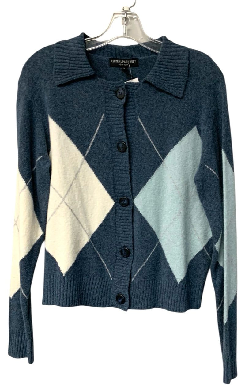 CENTRAL PARK WEST Blue/Aqua/White Argyle L/S B/D Sweater