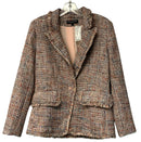 CENTRAL PARK WEST Orange/Peach/Navy/White Tweed w/Fringe Trim Jacket