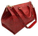 BRAHMIN Red Melbourne Embossed Leather Anywhere Weekender Bag