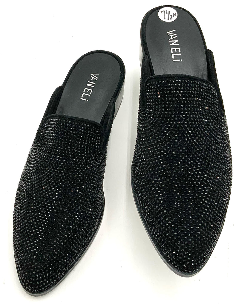 Vaneli Black Crystal Tegan Mules 7.5N