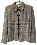 ST JOHN Black White Patterned Knit Zip Jacket & Skirt, 2pc