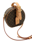 LOUIS VUITTON Monogram Canvas Tan Leather Trim Boite Chapeau Crossbody Bag
