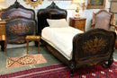 Pair of Vintage Ebony French Style Carved Twin Beds