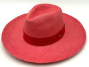 RACEU Pink Woven Toquilla Palm Red Band Panama Hat
