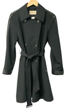 IRENE LUFT Black Knit Leather Trim Trench Coat