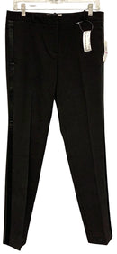 MICHAEL KORS Black w/Tuxedo Stripe Flat Front Pants