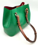 Dooney & Bourke Kelly Green Textured Leather Brown Trim Shoulder Bag, 2pcs