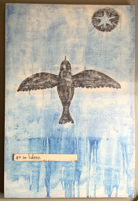 Sugarboo Designs Go Be Happy Original Wood Art
