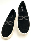 Vaneli Sport Black Suede Crystal Buckle Slip On Sneakers 7.5N