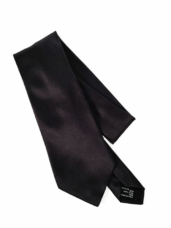 GUCCI Italy  Black Textured Silk Tie AS IS