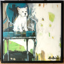 "The White Stuff" Giclee of Dog in Black Frame