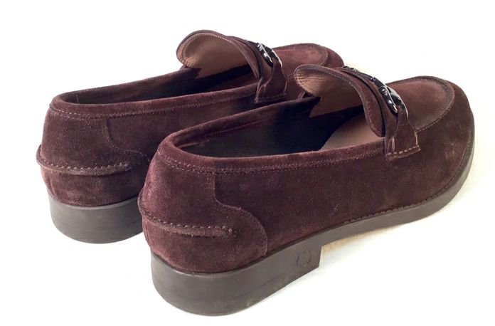 SALVATORE FERRAGAMO Chocolate Sue Bit "Arlin" Loafers 11.5