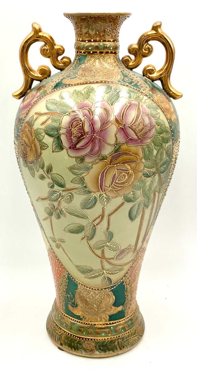 Chinese Satsuma Vase with Rose Motif